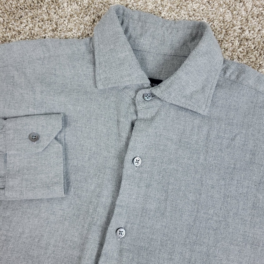 Proper Cloth Mens Medium Solid Gray Button Up Long Sleeve Flannel